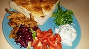 veganer Döner aus Soja mit leckerer Joghurtsauce