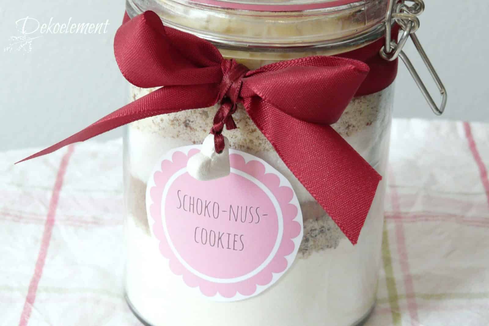 selbstgemachte Backmischung für Schoko-Nuss-Cookies