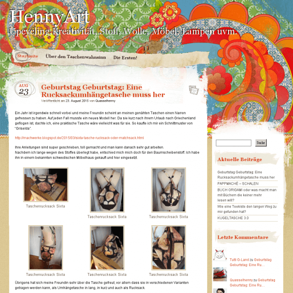 HennyArt | Upcycling,Kreativität, Stoff, Wolle, Möbel, Lampen uvm.
