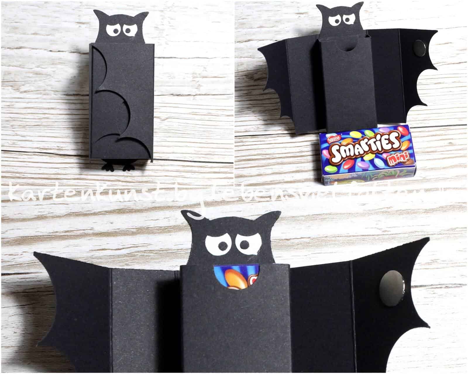 Smarties – Verpackung als Fledermaus (für Halloween)