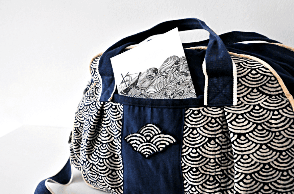 Kugeltasche und Portemonnaie aus japanischen Stoffen