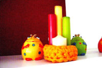 Kerzenständer aus Textilgarn