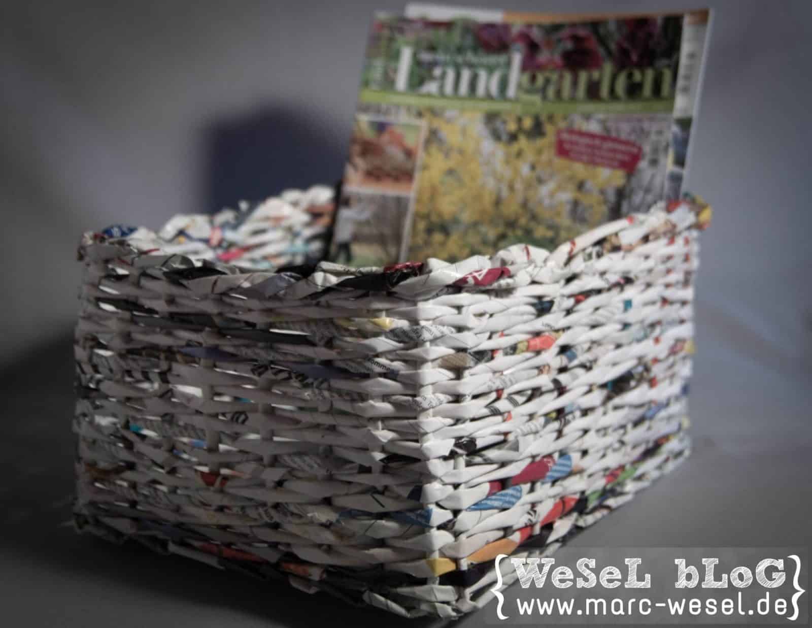 Zeitungsständer / Korb aus Papier – Upcycling