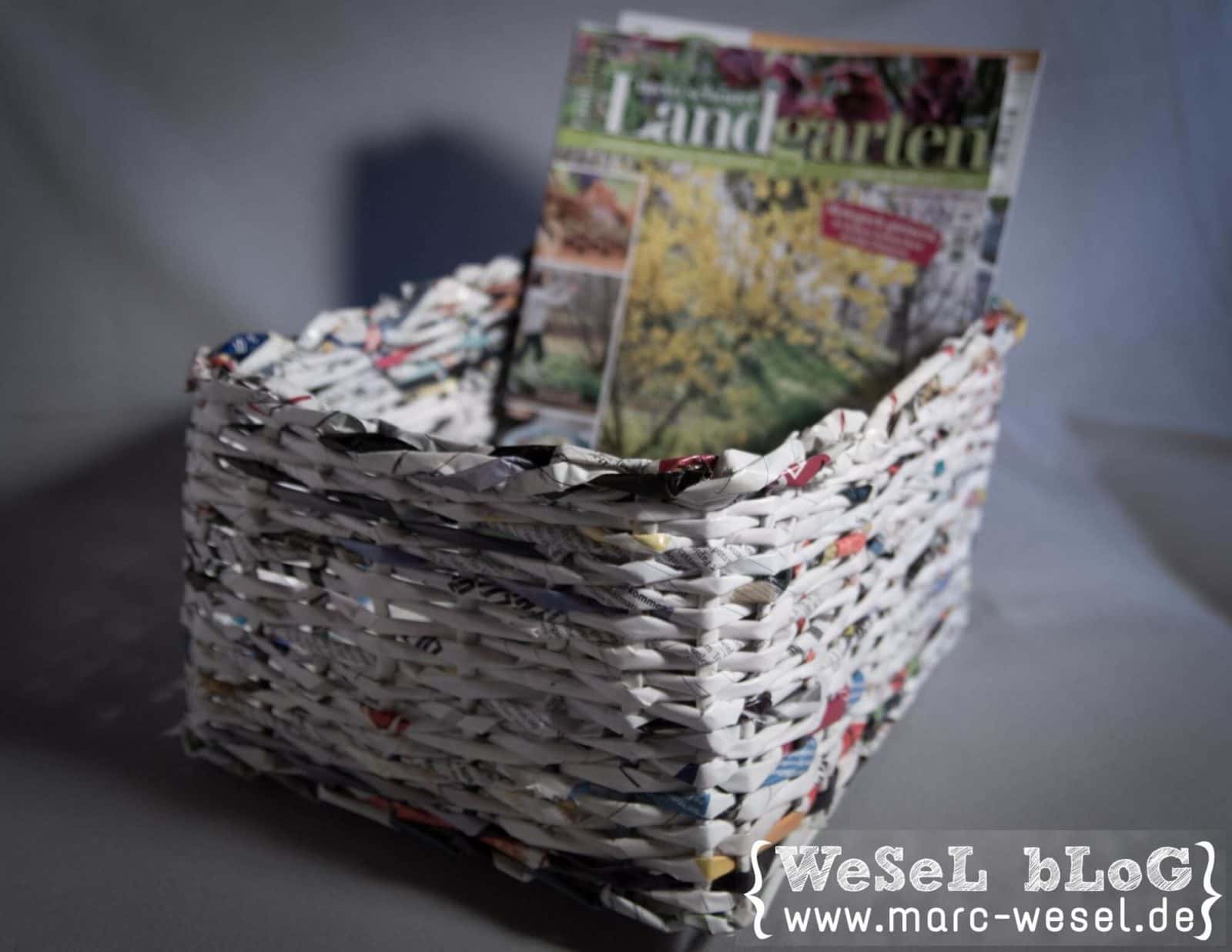 Zeitungsständer / Korb aus Papier – Upcycling