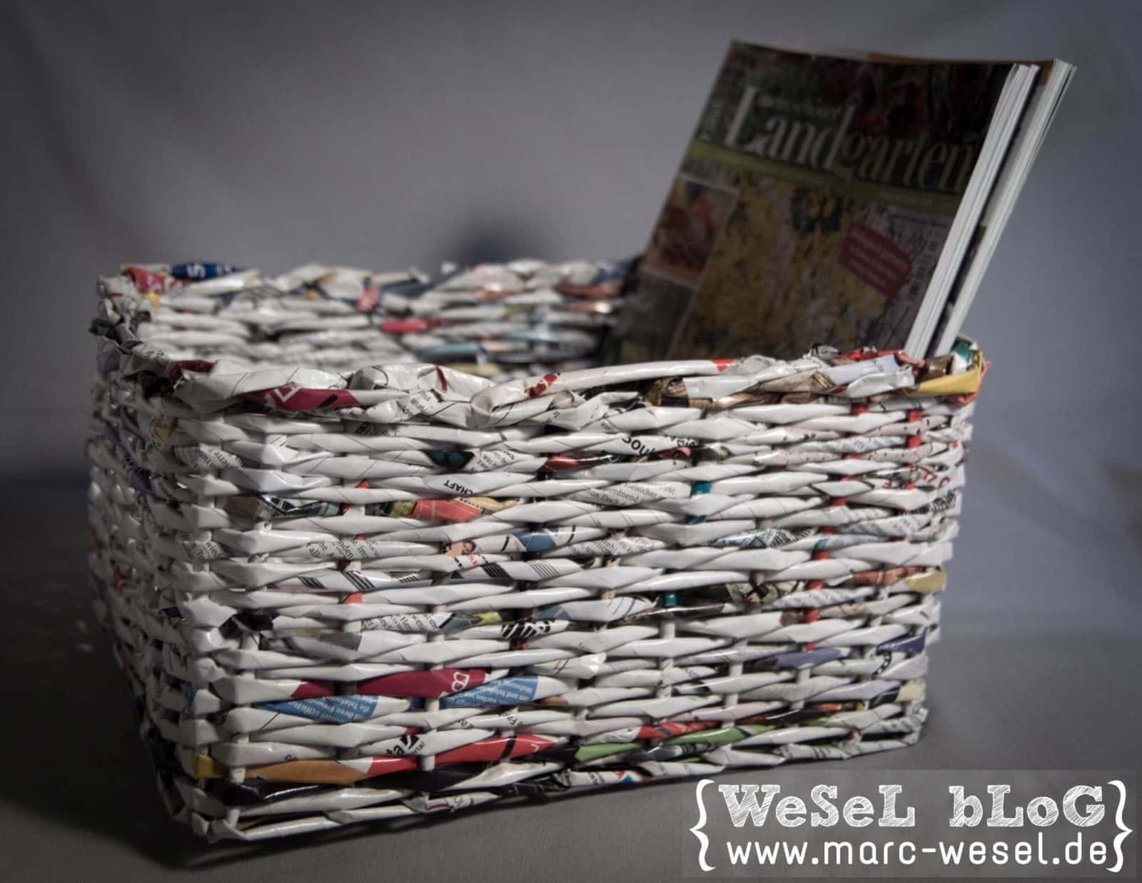 Zeitungsständer / Korb aus Papier – Upcycling