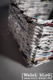 Zeitungsständer / Korb aus Papier – Upcycling