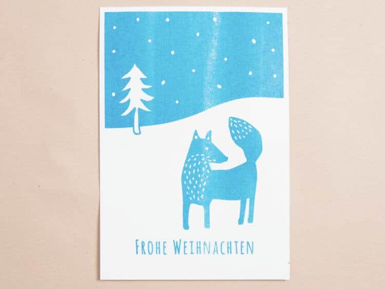 Tolle Weihnachtskarte mit Schablonendruck gestalten