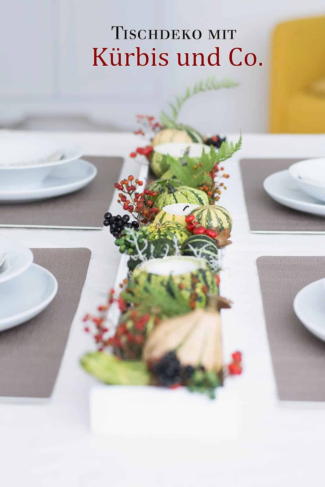 Herbstliches Tablett mit DIY Kürbis Kerzen