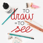 Handlettering mit Stiften, Radiergummi, Tinte und Kreide, kreative Schreibwerkzeuge für DIY-Kunstprojekte, handgemachte Kultur, Bastelmaterialien.