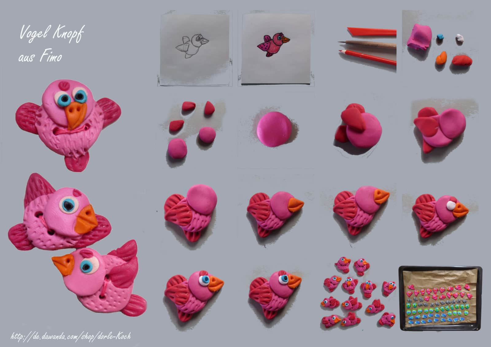 DIY: Vogel-Knopf aus Fimo