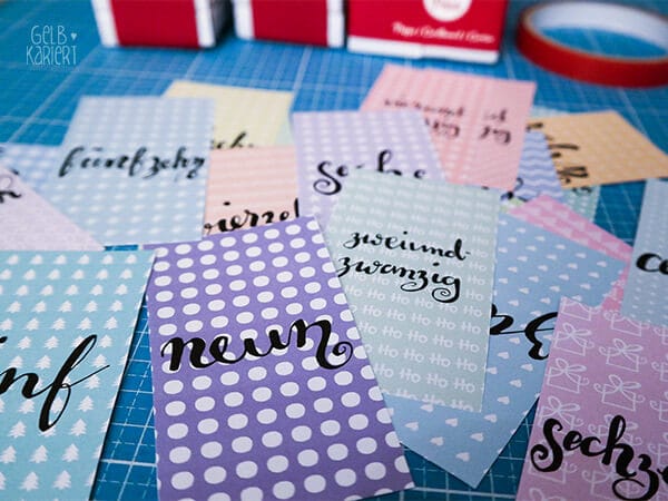 Handlettering Adventskalenderzahlen