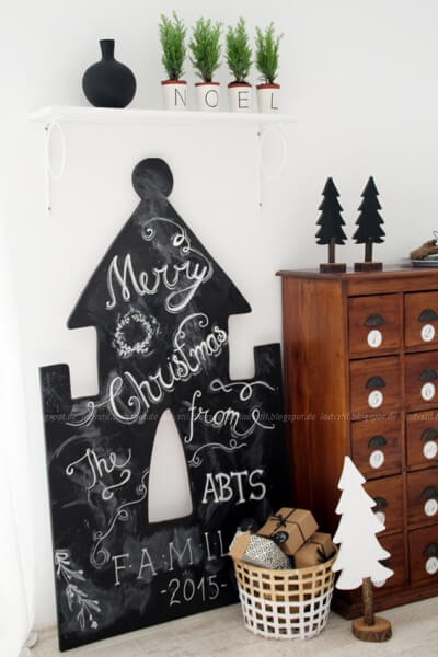 DIY zu Weihnachten Upcycling Chalkboard Haus