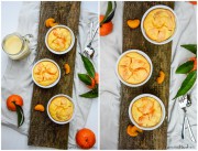 Mandarinen im Doppelpack: Quark-Grieß-Aufläufchen und Mandarinen-Lassi mit Kefir