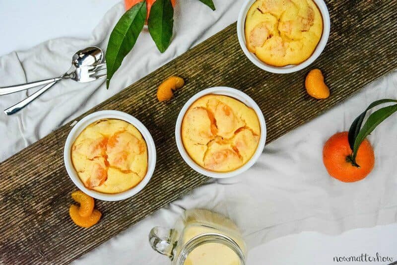 Mandarinen im Doppelpack: Quark-Grieß-Aufläufchen und Mandarinen-Lassi mit Kefir