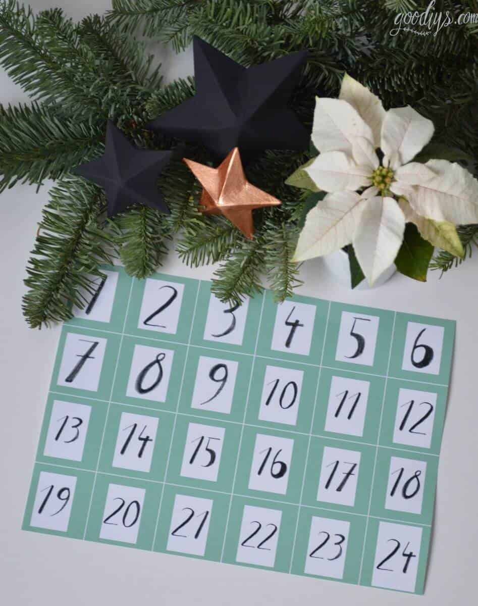 Printable für Adventskalenderzahlen