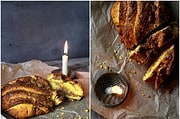 {lecker: } Kürbis Hefezopf mit leckerer Karamell-Nuss Füllung