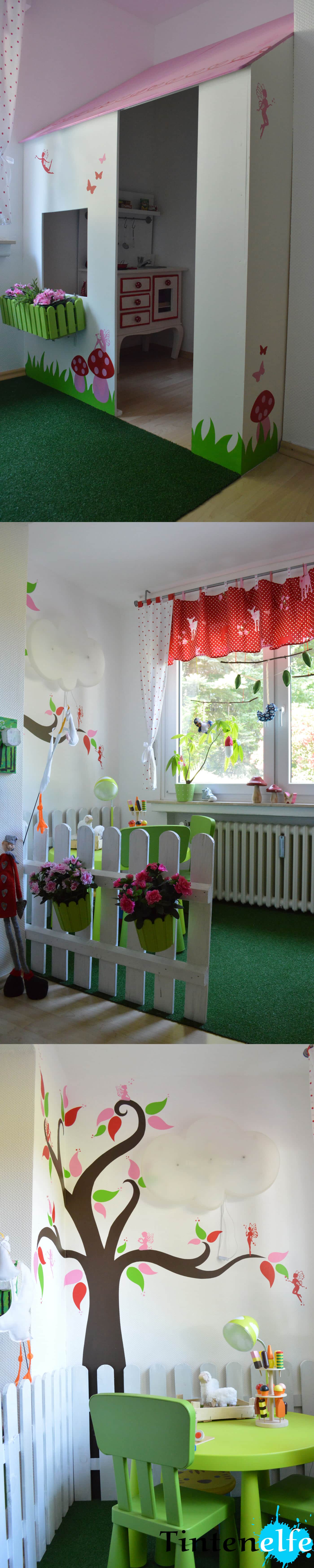 Kinderzimmer mit Haus, Garten und Elfen