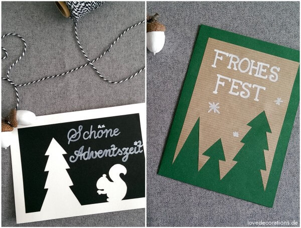 Weihnachtskarten mit Tannenbaum-Motiven