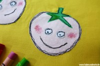 Erdbeer-Gesichter: Malen mit der Nähmaschine