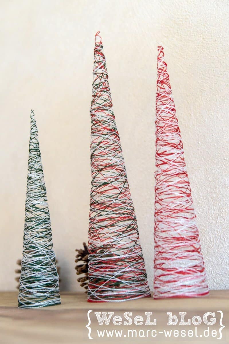 Garn Weihnachtsbäume – DIY Weihnachtsdeko