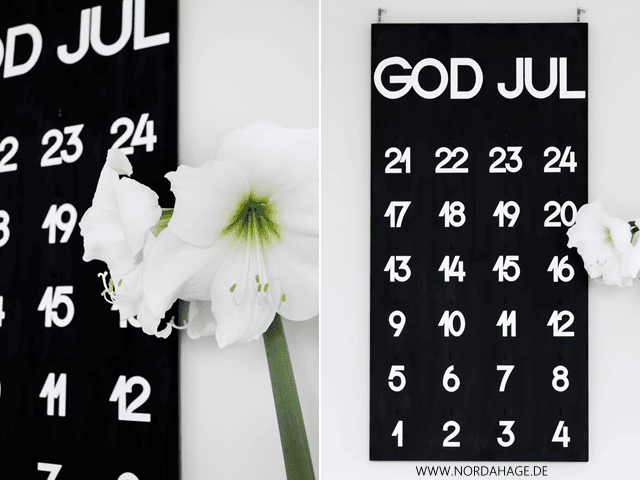 DIY-Adventskalender Holzbrett „God Jul“
