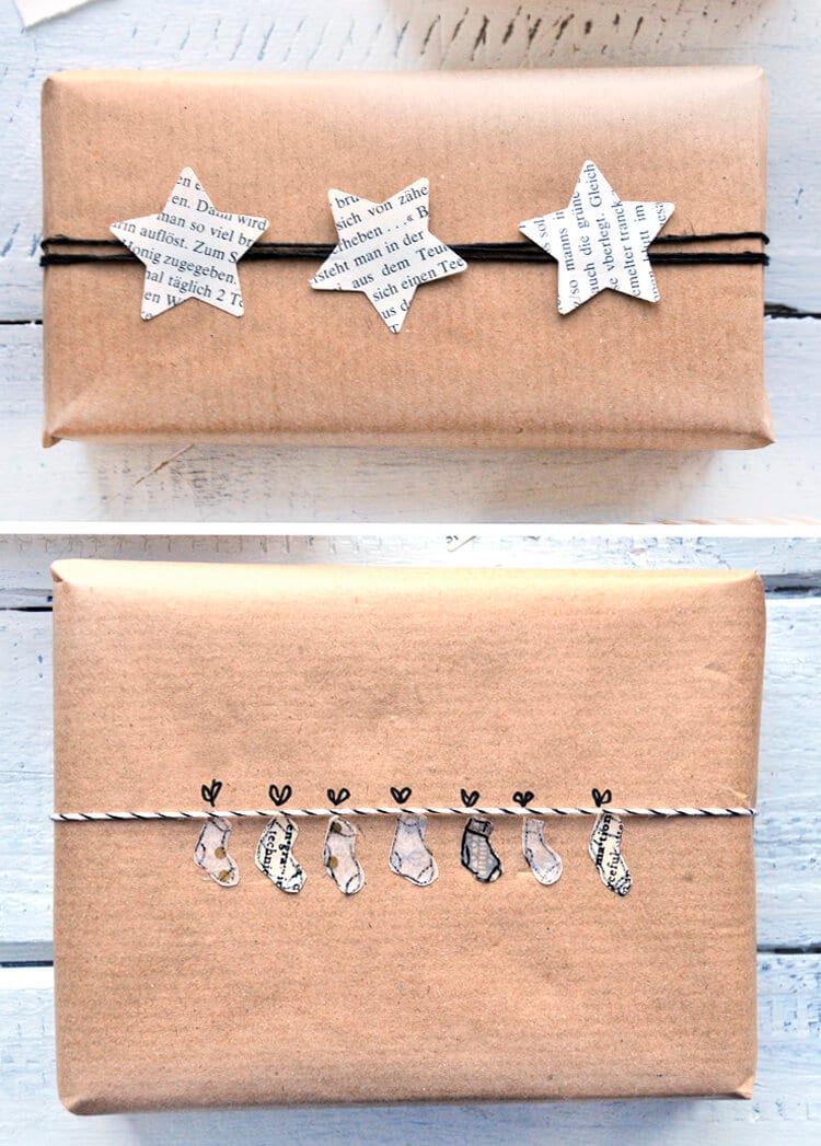 DIY – 9 schöne und wirkungsvolle Verpackungen für Weihnachtsgeschenke mit Packpapier und einfachen Materialien