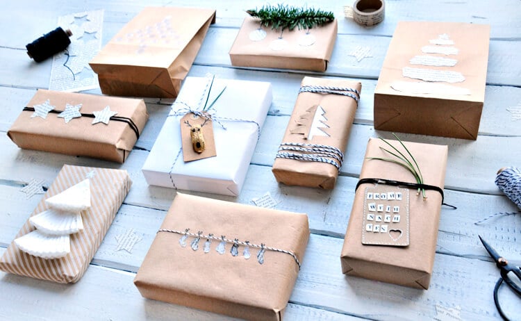 DIY – 9 schöne und wirkungsvolle Verpackungen für Weihnachtsgeschenke mit Packpapier und einfachen Materialien