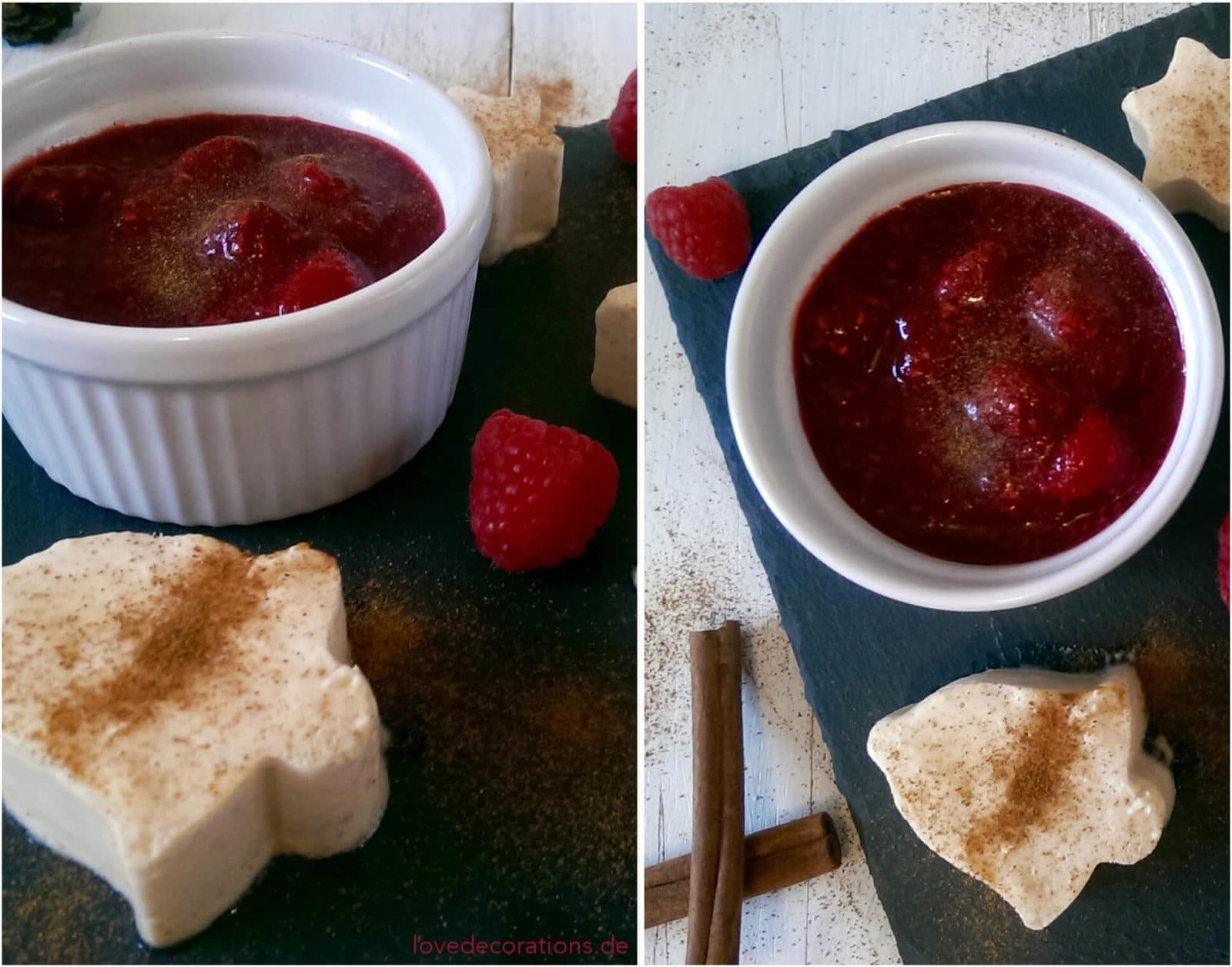 Orangen-Parfait mit Himbeersauce