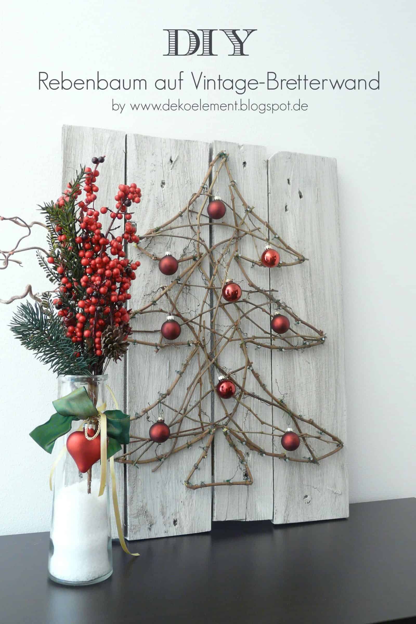 Rebenbaum auf Vintage-Bretterwand (DIY)