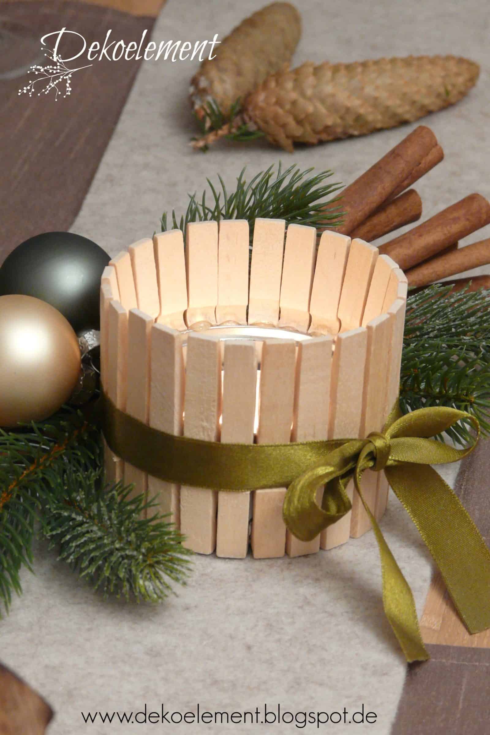 Upcycling-Teelichthalter aus Wäscheklammern - HANDMADE Kultur