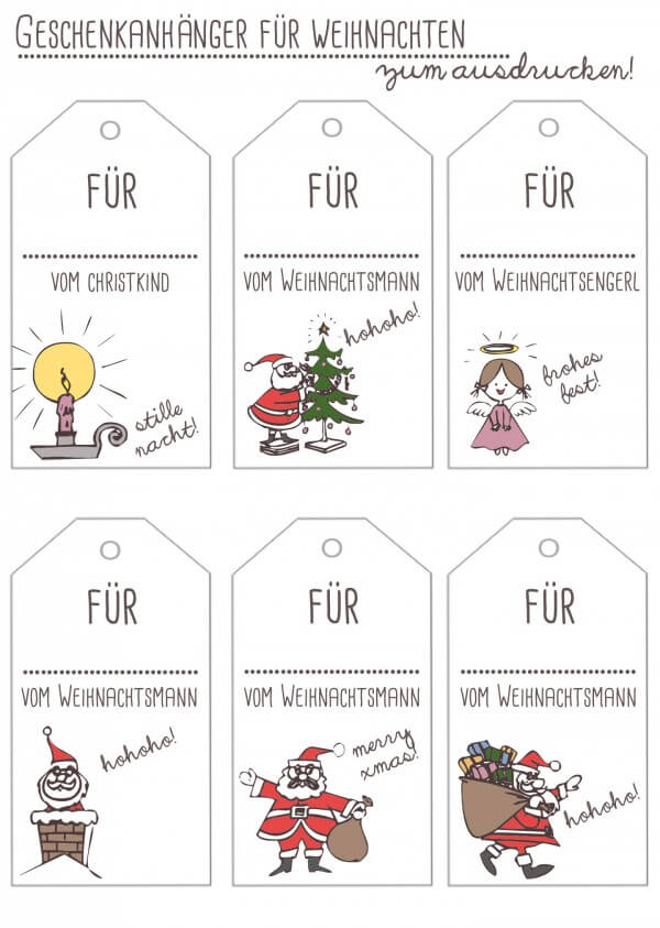 Freebie Geschenkanhänger für Weihnachten