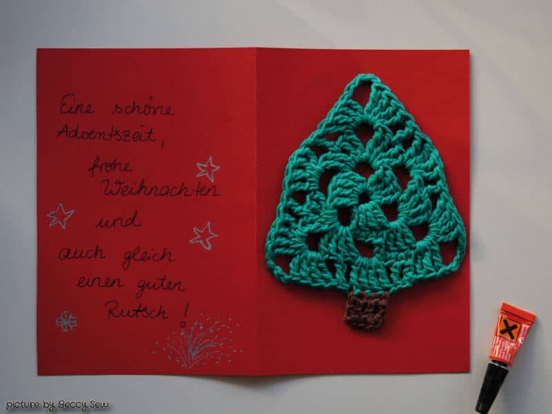 Weihnachtskarte mit Häkel-Baum