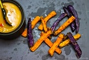 Oven baked sweet potato fries mit zwei selbstgemachten Dips