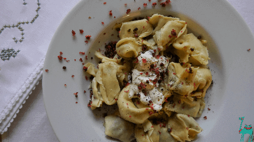 Selbstgemachte Grünkohl Tortellini