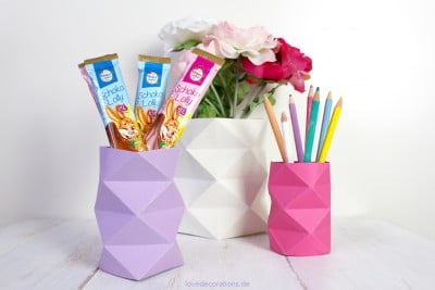 DIY Origami-Vasen mit Rautenmuster