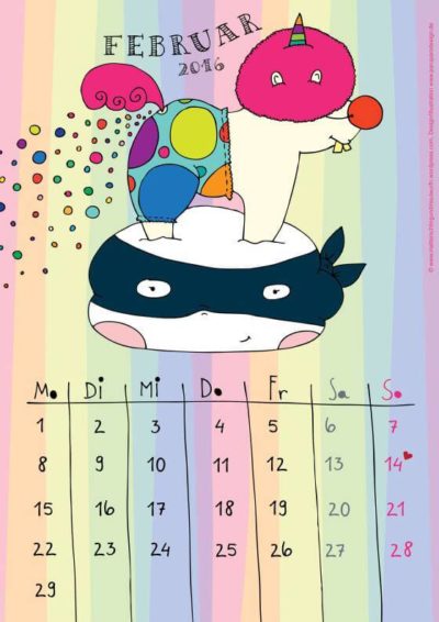 Kalender Februar 2016 - Freebie