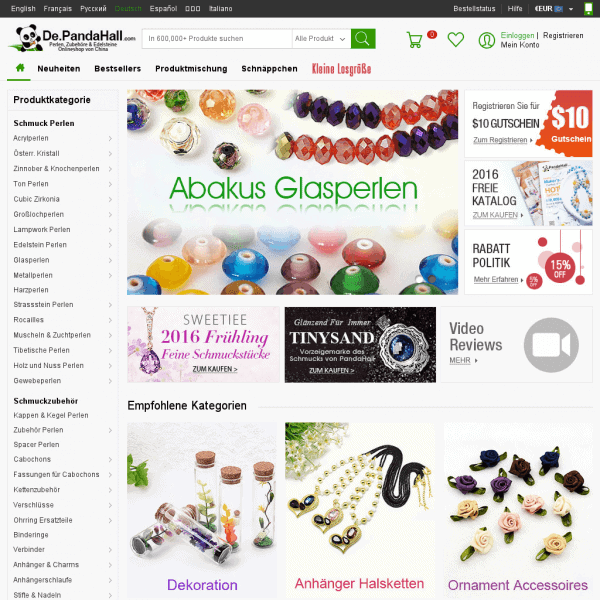 Perlen, Schmuckzubehör Großhandel Onlineshop – De.PandaHall.com