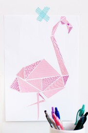 Geometrischer Flamingo mit Mustern