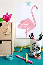 Geometrischer Flamingo mit Mustern