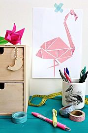 Geometrischer Flamingo mit Mustern