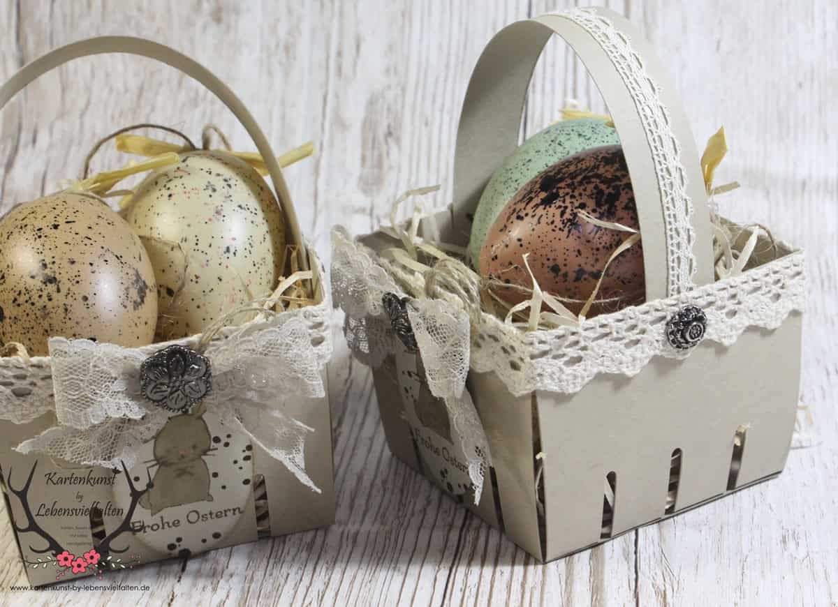 Schnelles Osterkörbchen mit Spitze und Häkelbordüre