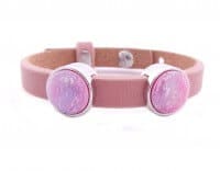 Cuoio Armband mit pinken Glitzer-Cabochons, rosa