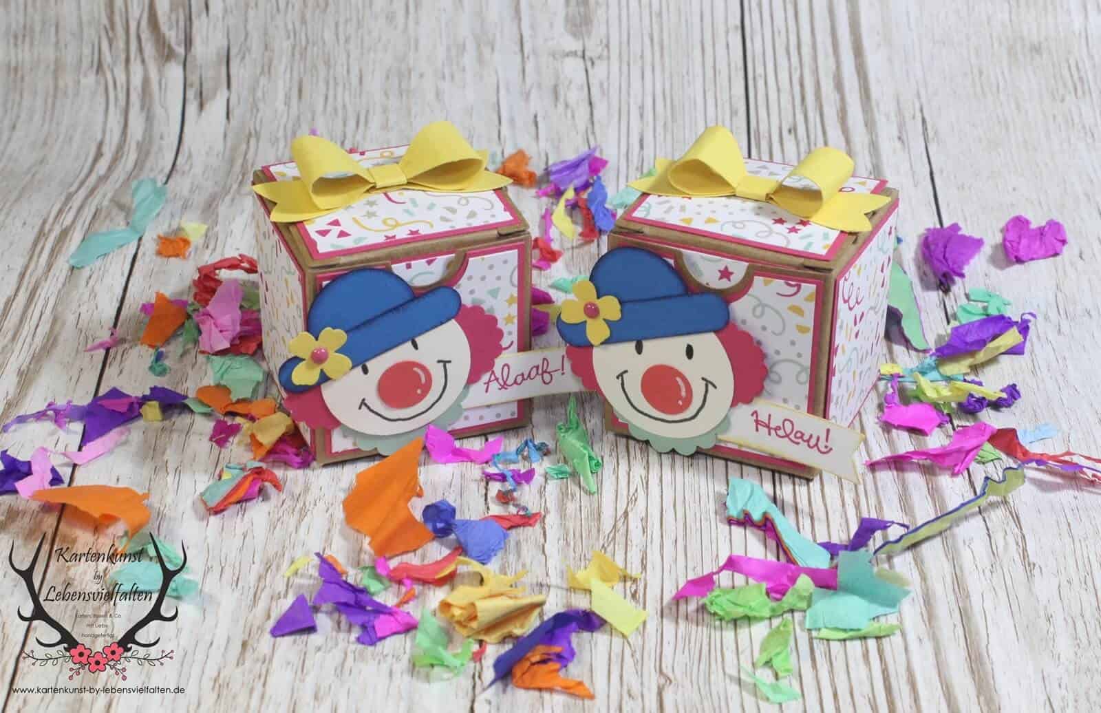 Mini-Geschenkschachtel für Karneval / Fasching oder Kindergeburtstag
