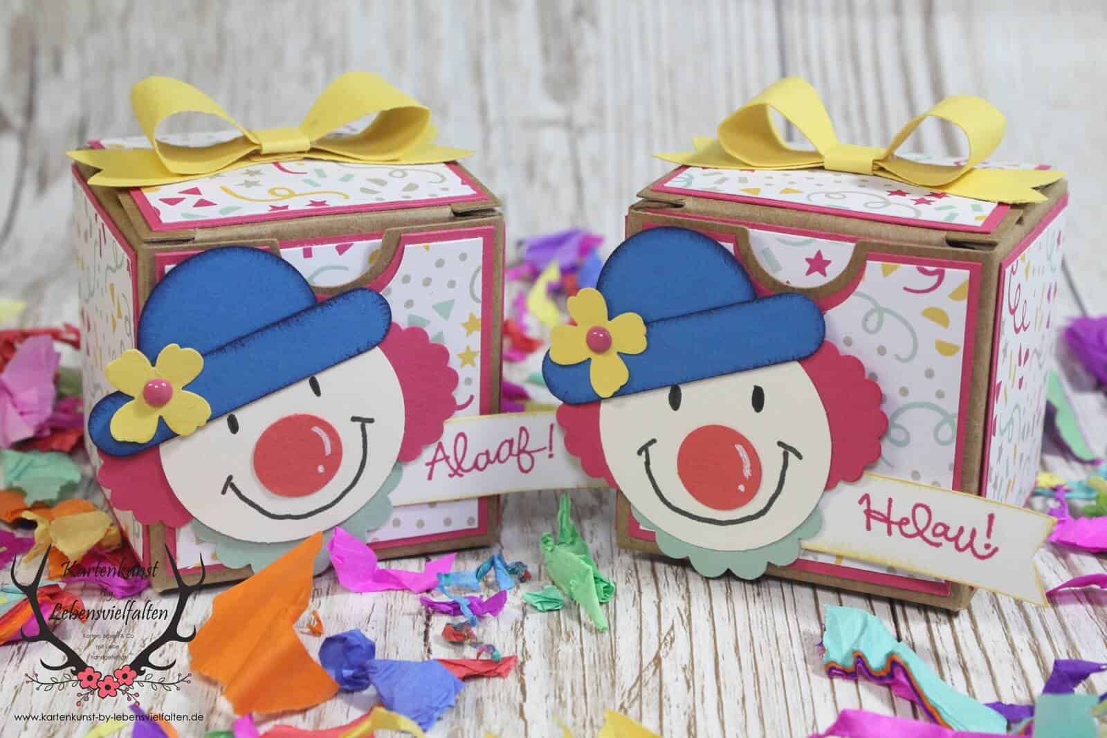 Mini-Geschenkschachtel für Karneval / Fasching oder Kindergeburtstag