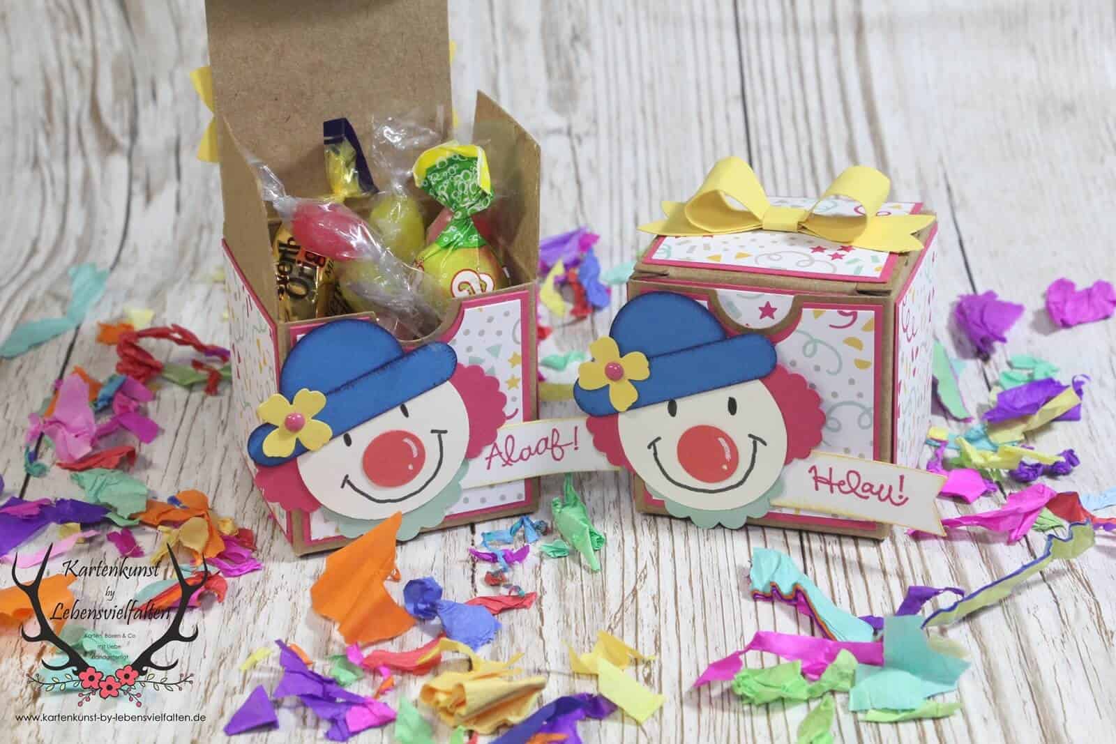 Mini-Geschenkschachtel für Karneval / Fasching oder Kindergeburtstag