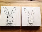 Hase auf Holz – Lavendeldruck