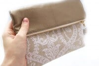 Foldover-Clutch / Brauttasche gold und gemustert