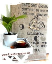 Kaffeesack Uhr selber basteln