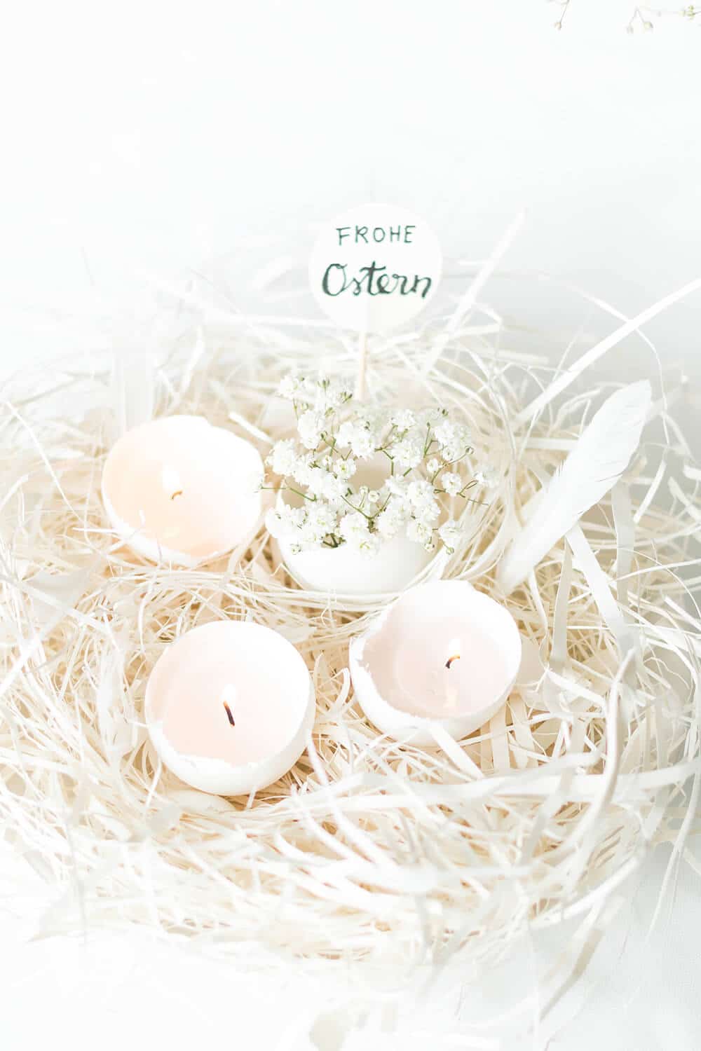 DIY Osternest mit Eierkerzen basteln