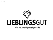 Logo von Lieblingsgut, einem nachhaltigen Designmarkt, mit einem stilisierten Herz- und Diamant-Symbol, das umweltfreundliche und handgemachte Produkte repräsentiert.